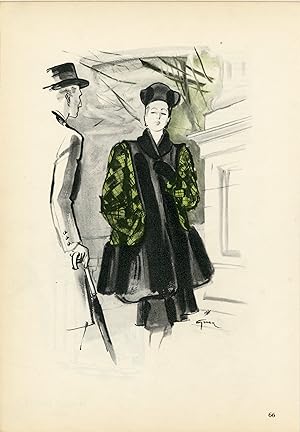 "MAGGY ROUFF" Annonce originale entoilée parue dans PLAIRE illustrée par GRUAU (1945)