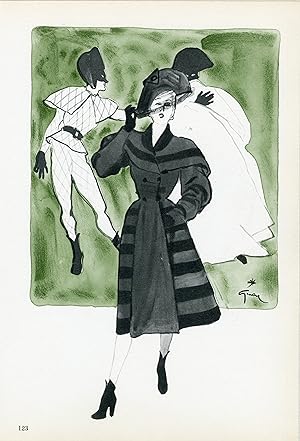 "JACQUES FATH" Annonce originale entoilée parue dans PLAIRE illustrée par GRUAU (1945)