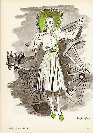 "LUCILE MANGUIN" Annonce originale entoilée parue dans PLAIRE illustrée par M. PINTA (1945)