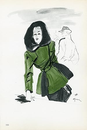 "HERMÈS" Annonce originale entoilée parue dans PLAIRE illustrée par GRUAU (1945)