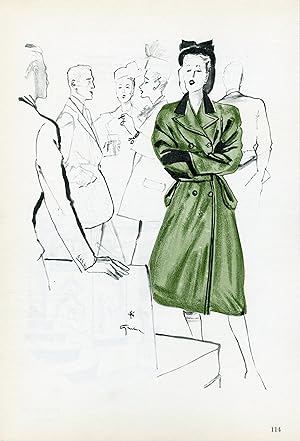 "HERMÈS" Annonce originale entoilée parue dans PLAIRE illustrée par GRUAU (1945)