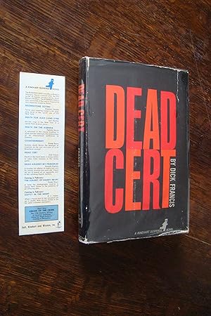 Dead Cert (first printing in DJ with loosely laid-in signed bookplate + rare promo bookmark)