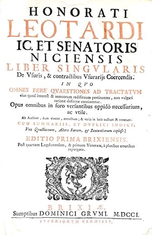 Liber singularis de usuris, et contractibus usurariis coercendis. In quo omnes fere quaestiones a...