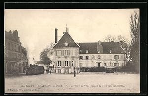 Ansichtskarte Chatillon-sur-Seine, Place de l`Hotel de Ville, Départ du Tramway, Kleinbahn