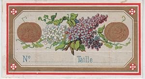 "ÉTIQUETTE (N°. / Taille.)" Etiquette-chromo originale (entre 1890 et 1900)