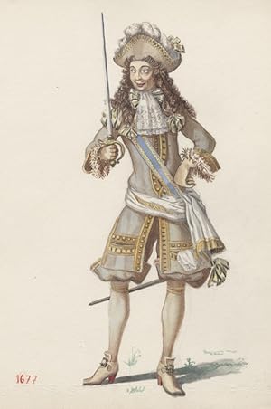 "LOUIS XIV" Aquarelle sur papier non-signée mais attribuée à DRIAN (Adrien ETIENNE)