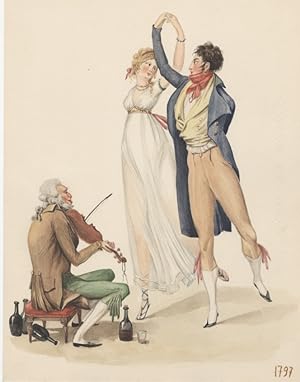 "LA FOLIE DU JOUR" Caricatures d'un INCROYABLE dansant le boléro avec une MERVEILLEUSE (Madame RE...