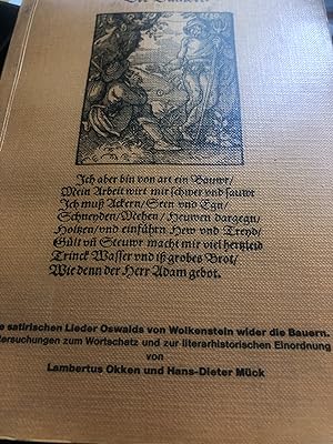 Die satirischen Lieder Oswalds von Wolkenstein wider die Bauern. Untersuchungen zum Wortschatz un...