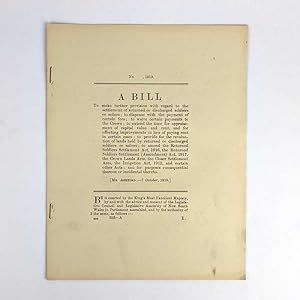 A Bill (Returned Soldiers Settlement (Amendment) Act, 1919)