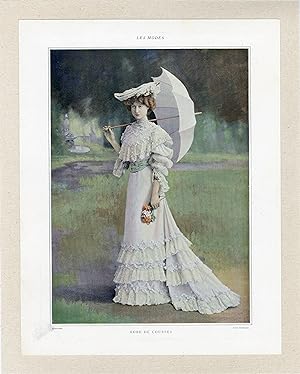"ROBE DE COURSES" Planche originale entoilée publiée dans LES MODES en 1902 / REDFERN / Cliché RE...
