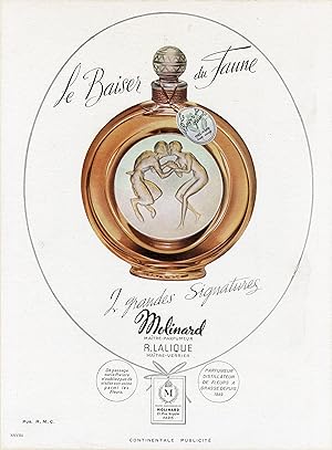 "LE BAISER DU FAUNE (MOLINARD)" Annonce originale entoilée par Pub. R.M.C. parue dans PLAISIR DE ...
