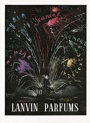 "LANVIN PARFUMS (Feu d'artifice)" Annonce originale entoilée illustrée par Guillaume GILLET parue...