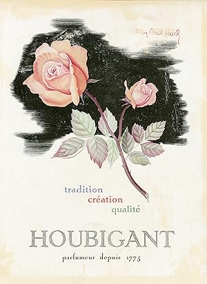 "HOUBIGANT" Annonce originale entoilée illustrée par ROCH parue dans L'ILLUSTRATION (années 30)