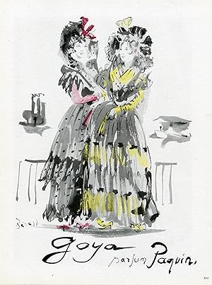 "GOYA : PARFUM PAQUIN" Annonce originale entoilée illustrée par BÉRARD et parue dans PLAISIR DE F...