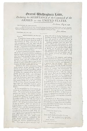 General Washington's Letter Declaring his Acceptance of the Command of the Armies of the United S...