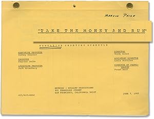 Take the Money and Run (Original tentative shooting schedule for the 1969 film, copy belonging to...