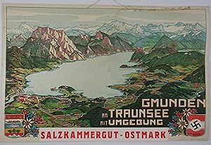 Gmunden am Traunsee mit Umgebung. Grafische Gestaltung von Josef Heiss-Dionysen (1894-1988). Farb...