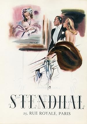 "STENDHAL" Annonce originale entoilée parue dans PLAIRE illustrée par BRENOT (1945)