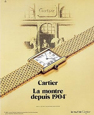 "CARTIER La montre depuis 1904" Annonce originale entoilée parue dans PARIS-MATCH (années 60)