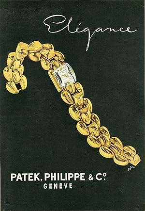 "PATEK, PHILIPPE & C°" Annonce originale entoilée parue dans PLAIRE illustrée par J. SUTER (1945)