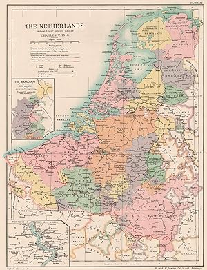 The Netherlands since their union under Charles V., 1543; Inset maps of The Maaslands after the t...