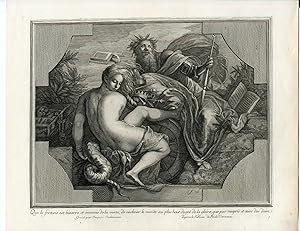 Antique Master Print-FORTUNE IS ENEMY OF THE TRUTH-Coelemans-after Veronese-1767