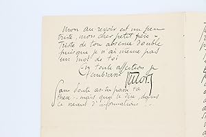 Double lettre autographe signée adressée à Emile Mignard et agrémentée d'un petit dessin représen...