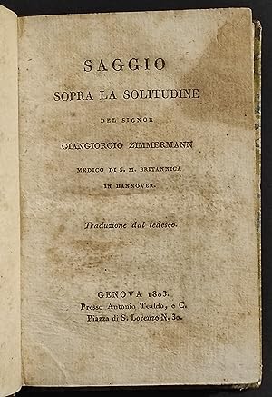Saggio - Sopra la Solitudine - G. Zimmermann - 1803