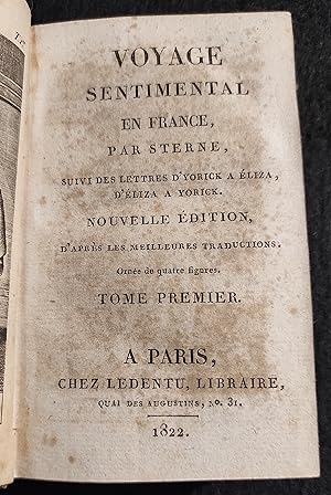 Voyage Sentimental en France par Sterne - Lettres d'Yorick a Eliza - 1822