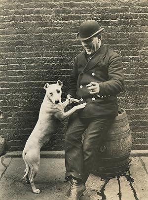 Photograph of Chuck Connors, the 'Bowery Boy," with his Dog, c. 1900-1910