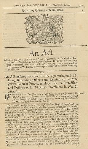 An act passed by the Great and General Court or Assembly of His Majesty's province of the Massach...