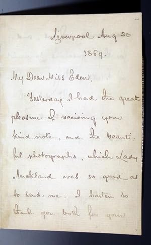 3 Page Letter to Eleanor Eden, August 20, 1869