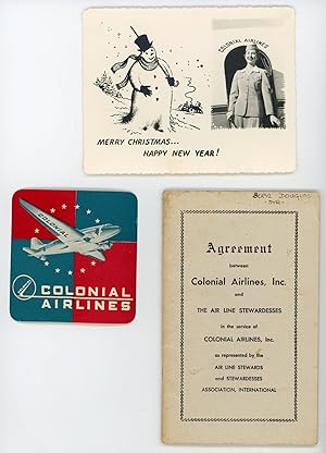 COLONIAL AIRLINES STEWARDESS LOT - PHOTOS and DOCUMENTS 1950s