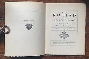 The Rodiad by George Colman. Now Re-printed with a Preface by Yvon Nicholas. [Cayme Press Pamphle...