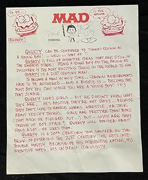 2 pages Duck Edwing Original Text and Sketches MAD Magazine