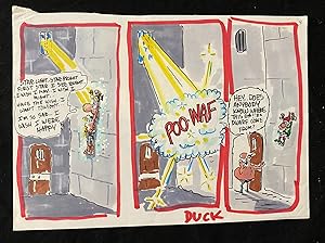 Duck Edwing Original color comic gag art - MAD Magazine