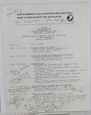 Two Documents from the Seattle Public Hearing of the Commission on Wartime Relocation and Internm...
