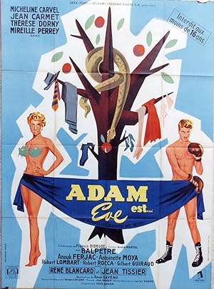 "ADAM EST EVE" Réalisé par René GAVEAU en 1954 avec Jean CARMET, Micheline CARVEL / Affiche franç...