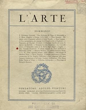 ARTE (L'). Rivista di storia dell'arte. Adolfo Venturi fondatore. Volume ventesimoquarto/4. Anno ...