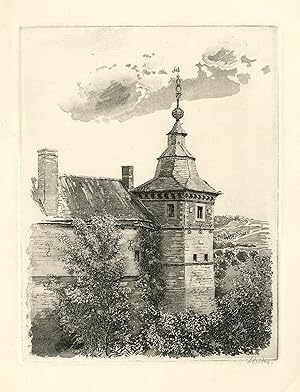 Original Master Print-A view of Neercanne castle-Maastricht-Gelder-1962