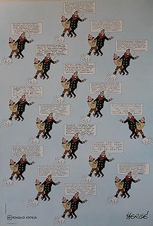"HERGÉ" Les Jurons du Capitaine Haddock en 16 langues / Affiche originale entoilée d'après l' ÉTO...