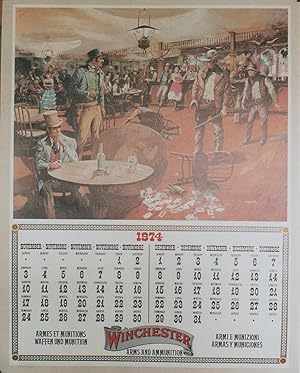 "WINCHESTER ARMS & AMMUNITION 1974" Calendrier original entoilé / Offset par FERRARA (1974)