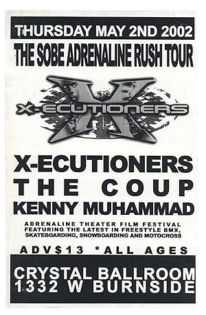 (Hip Hop Flyer) X-Ecutioners, The Coup, Kenny Muhammad, Thursday May 2nd, 2002, Crystal Ballroom ...