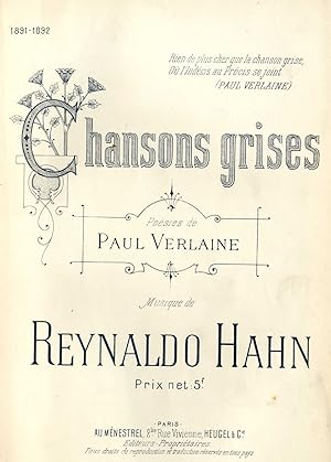 5 titles bound in ONE volume : HAHN : Chansons grises - TIERSOT : Mélodies populaires des Provinc...