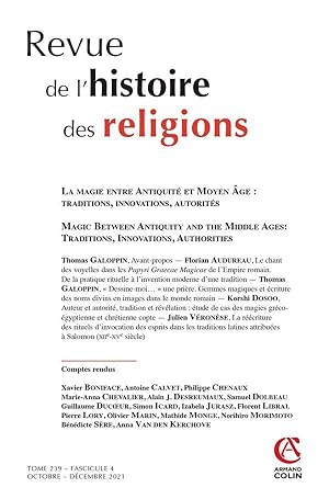 revue de l'histoire des religions n.238-4 : la magie entre Antiquité et Moyen Age : traditions, i...