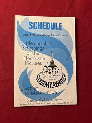 February 21, 1976 Screening Schedule for the 48th Annual Academy Awards (ONE FLEW OVER THE CUCKOO...