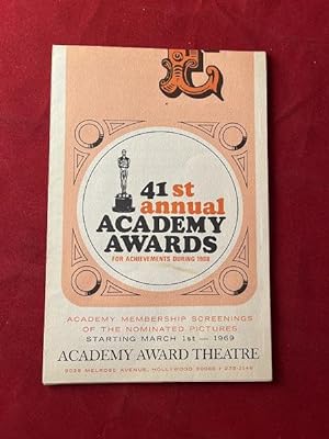 March 1, 1969 Screening Schedule for the 41st Annual Academy Awards (2001: A Space Odyssey)