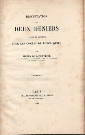 Dissertation sur DEUX DENIERS frappés en Provence pour les Comtes de Forcalquier
