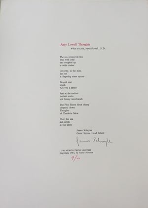Amy Lowell Thoughts (Signed Broadside)