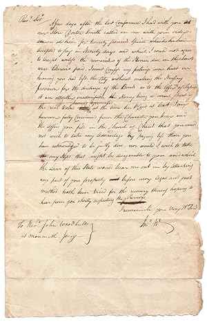1787 retained copy of an Autograph Letter Signed to John Woodhull, Monmouth, New Jersey Presbyter...